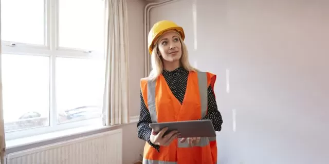 woman checking energy in building