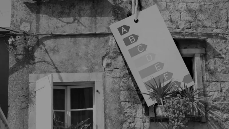 Energy Efficiency rating tag on a traditional building