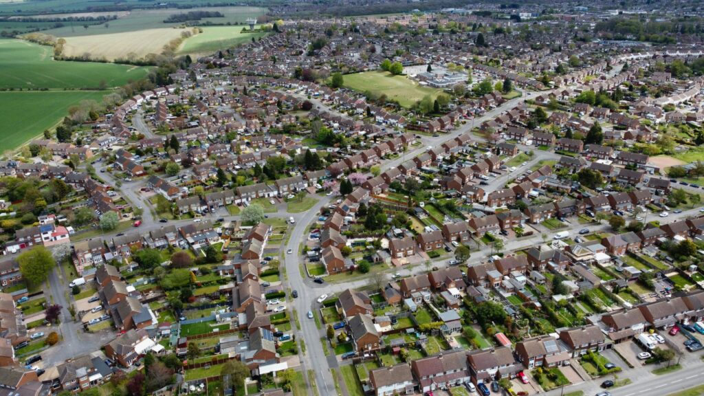 Aerial shot of an English suburb that would be affacted by the outcomes of the MEES consultation. 