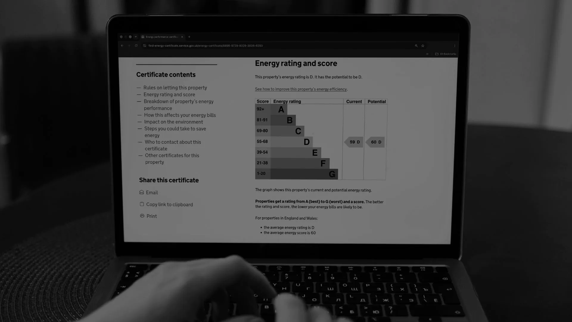 Energy Performance Certificate On Laptop