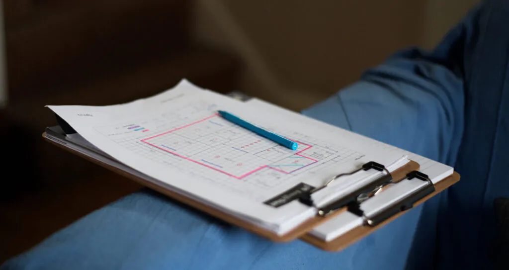 Site notes on domestic energy assessment to create energy performance certificate