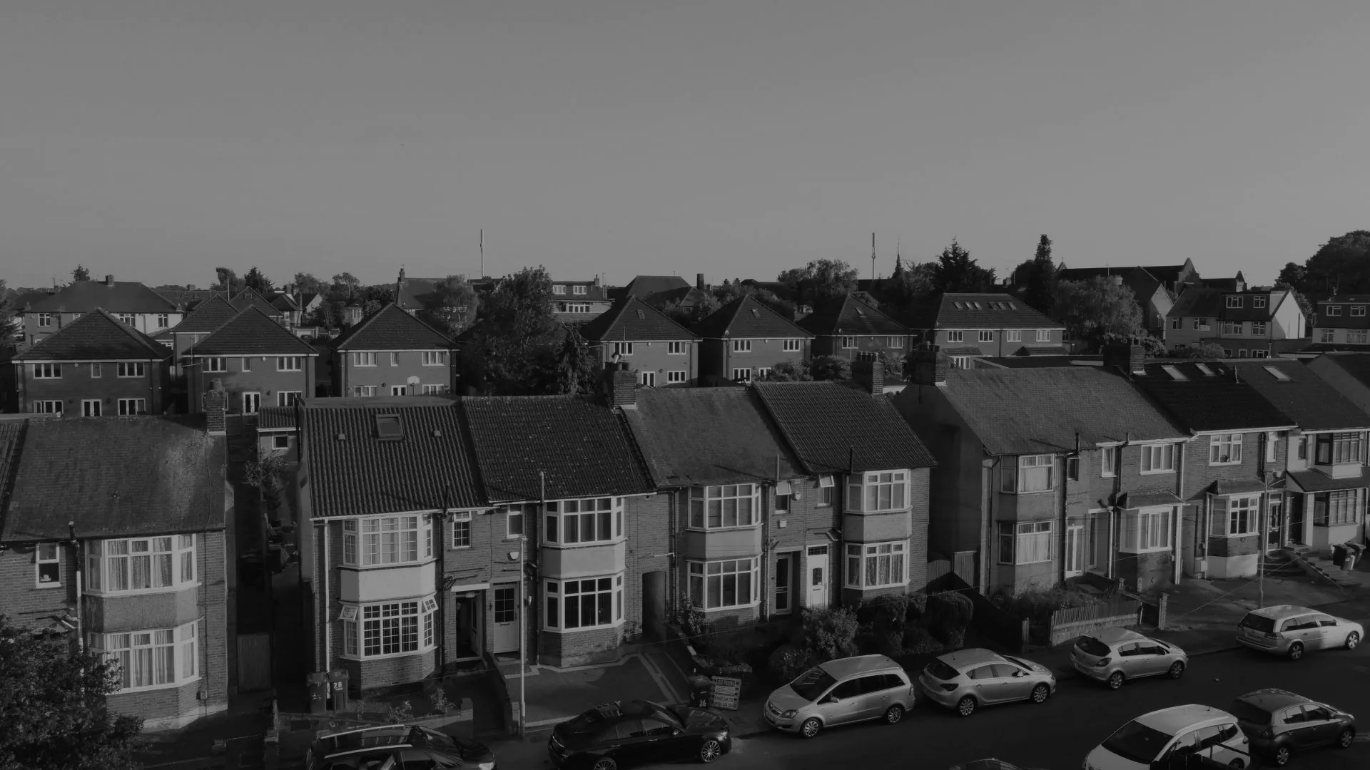 Terraced Houses Street Drone Shot