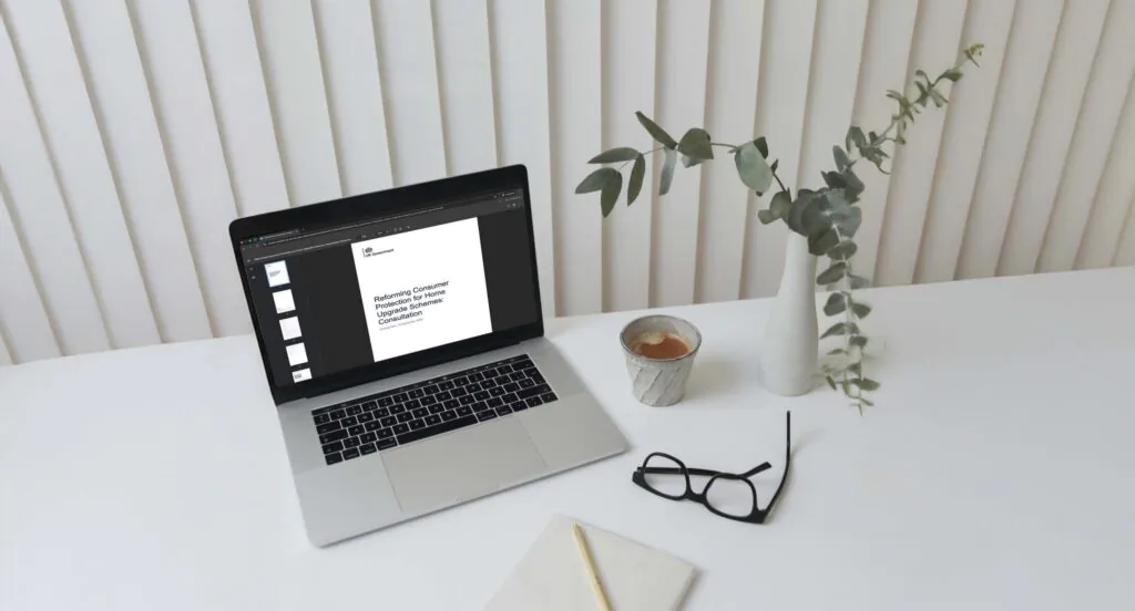 Warm Homes Plan Consultation Open On a Laptop on a desk